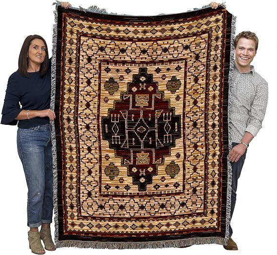 Pure Country Weavers Gila Sunset Blanket - Southwest Native American Inspired - Gift Tapestry Throw Woven from Cotton - Made in the USA (72x54)