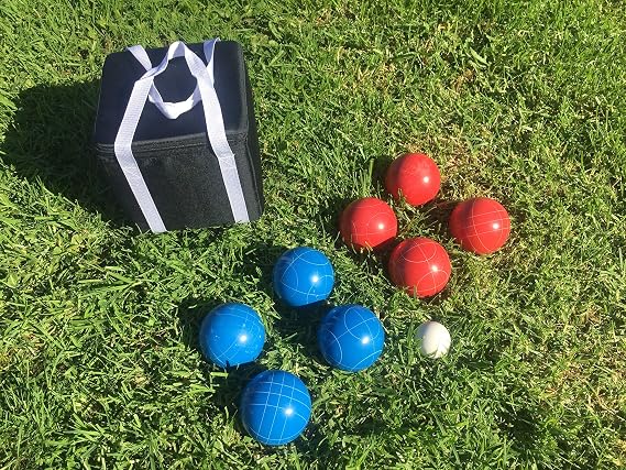 BuyBocceBalls Listing - Unique Bocce Set - 107mm with Blue and Red Balls, Black Bag