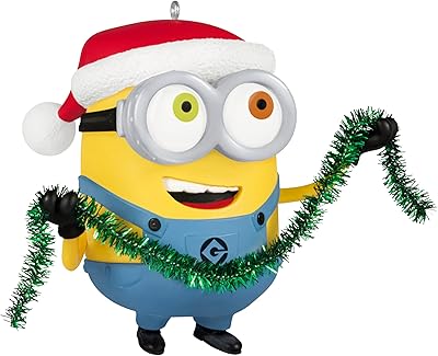 Hallmark Keepsake Christmas Ornament 2025, Minions Bob Trims The Tree with Sound, Movie Gifts